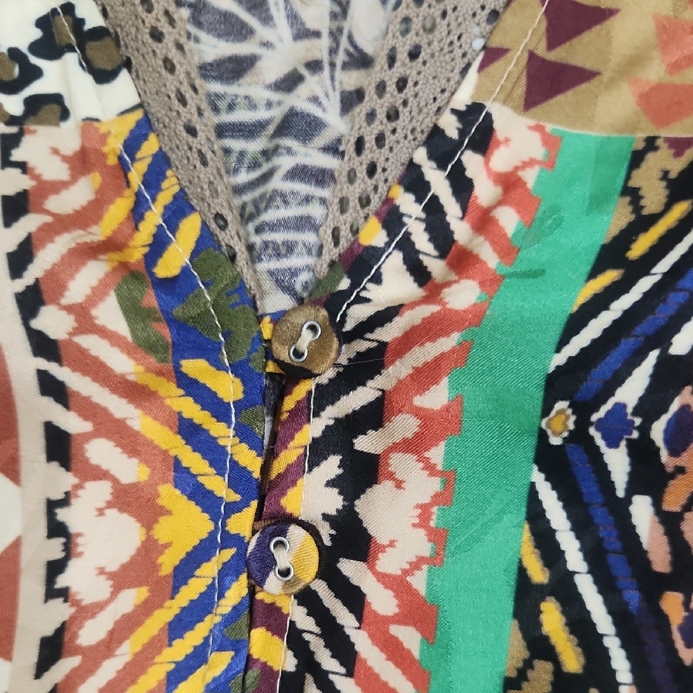 Johnny Was Multicolor Leaf Pattern Blouse- Swings… - image 3